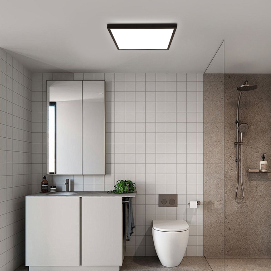 Brilagi - диммируемый LED потолочный светильник для ванной комнаты FRAME SMART LED/50W/230V 60x60 cm 3000-6000K IP44 чёрный + пульт дистанционного управления