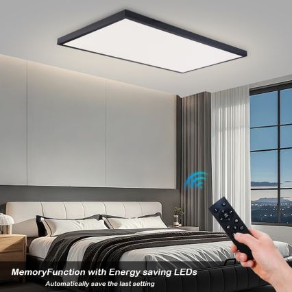 Brilagi - диммируемый светодиодный потолочный светильник для ванной FRAME SMART LED/96W/230V 120x60 см 3000–6000K IP44 черный + пульт дистанционного управления