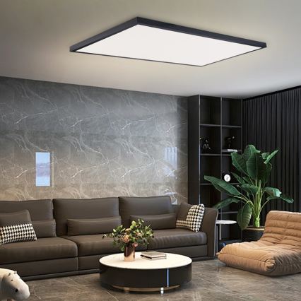 Brilagi - диммируемый светодиодный потолочный светильник для ванной FRAME SMART LED/96W/230V 120x60 см 3000–6000K IP44 черный + пульт дистанционного управления