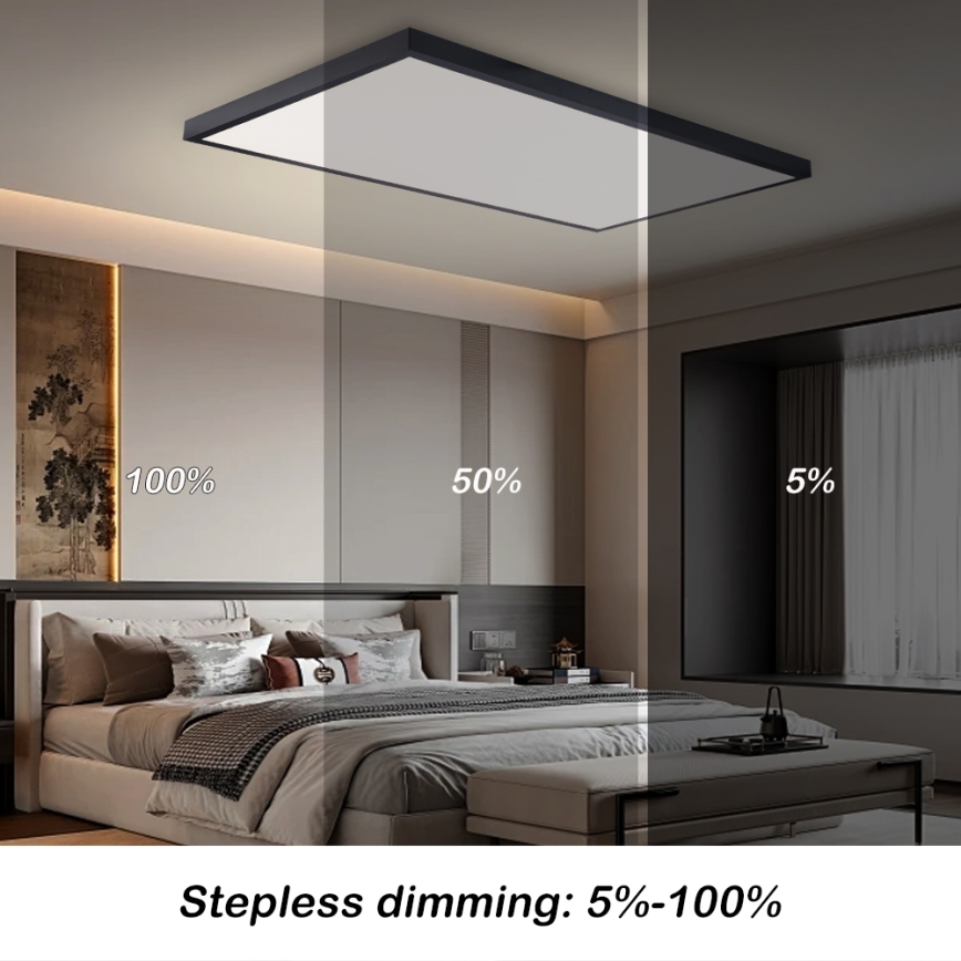 Brilagi - диммируемый светодиодный потолочный светильник для ванной FRAME SMART LED/96W/230V 120x60 см 3000–6000K IP44 черный + пульт дистанционного управления