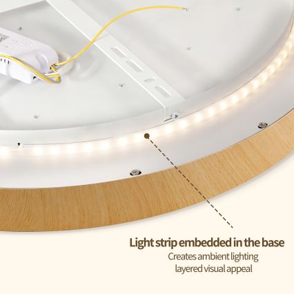 Brilagi - диммируемый потолочный LED-светильник GLASS POOL DOUBLE LED/80W/230V 3000-6000K 60 см декор под дерево + пульт дистанционного управления