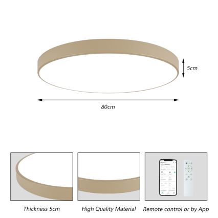 Brilagi - Диммируемый светодиодный потолочный светильник POOL SMART LED/100 Вт/230 В 3000-6000K 80 см бежевый Wi-Fi Tuya + пульт дистанционного управления