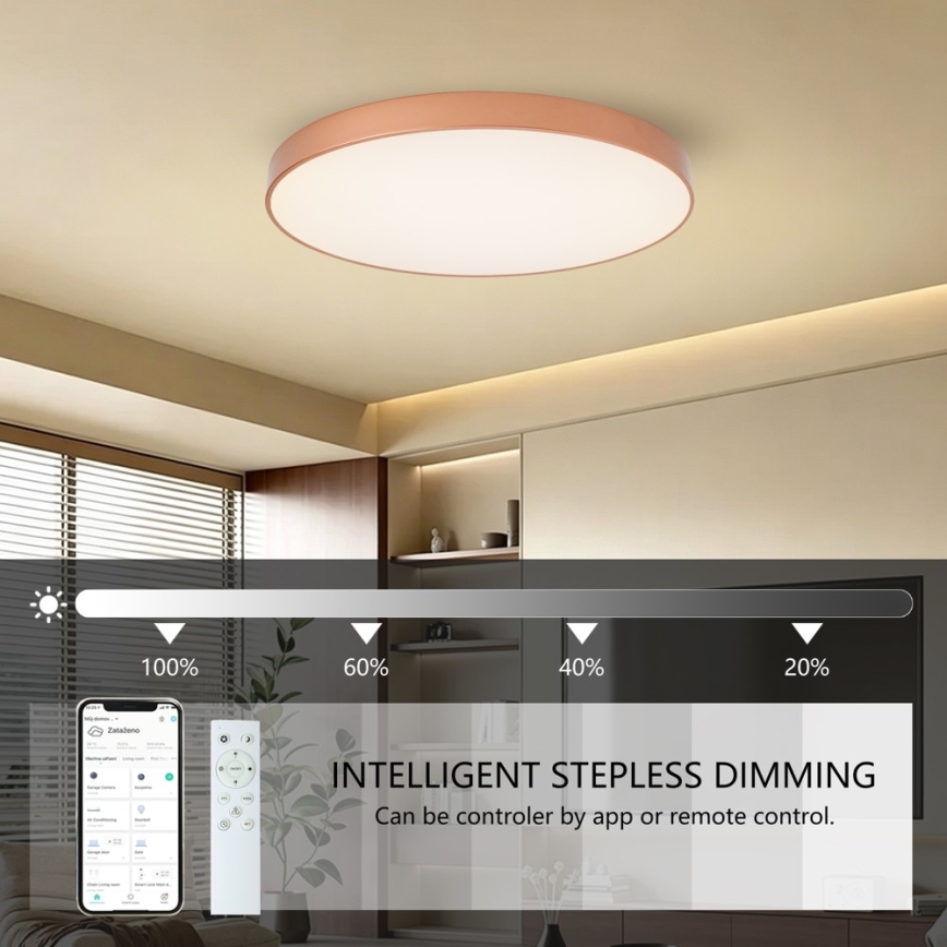 BRILAGI - LED потолочный светильник с регулировкой яркости POOL SMART LED/100W/230V 3000-6000K, диаметр 80 см, Wi-Fi Tuya, цвет бронза + пульт дистанционного управления