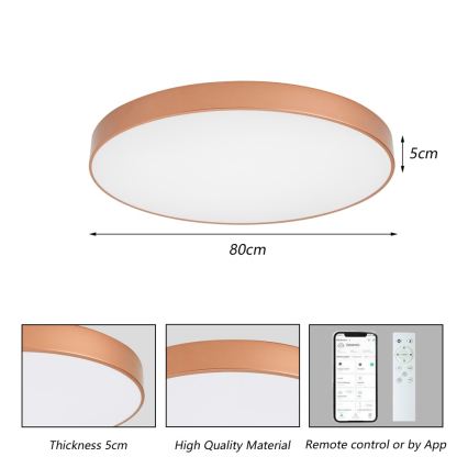 BRILAGI - LED потолочный светильник с регулировкой яркости POOL SMART LED/100W/230V 3000-6000K, диаметр 80 см, Wi-Fi Tuya, цвет бронза + пульт дистанционного управления