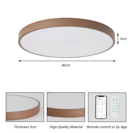 Brilagi - Диммируемый светодиодный светильник POOL SMART LED/100W/230V, диаметр 80 см, 3000-6000K, Wi-Fi (Tuya) + пульт дистанционного управления, коричневый