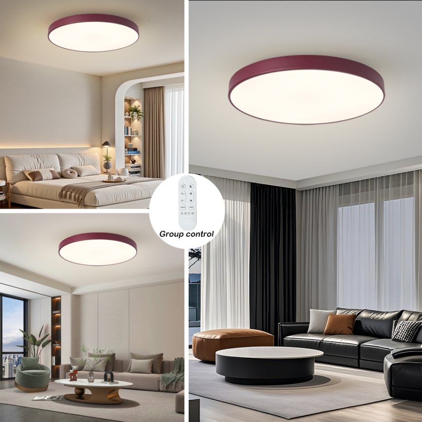 Brilagi - диммируемый светодиодный светильник POOL SMART LED/100W/230V диам. 80 см Wi-Fi Tuya + пульт дистанционного управления бордовый