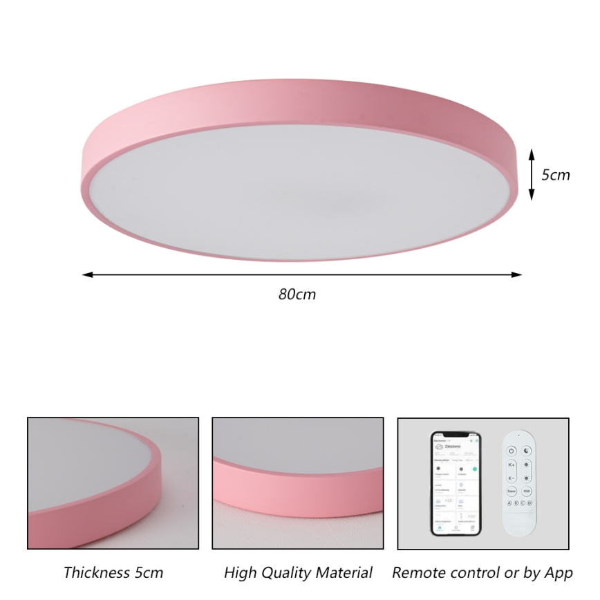 Brilagi - Диммируемый светодиодный светильник POOL SMART LED/100W/230V диам. 80 см 3000-6000K Wi-Fi Tuya + пульт дистанционного управления, розовый