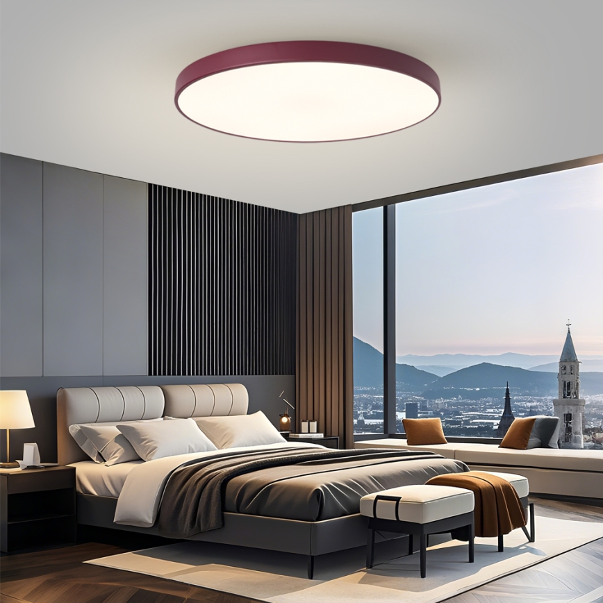 Brilagi - диммируемый светильник LED POOL SMART, 128 Вт/230 В, диаметр 100 см, Wi‑Fi (Tuya) + дистанционное управление, бордовый
