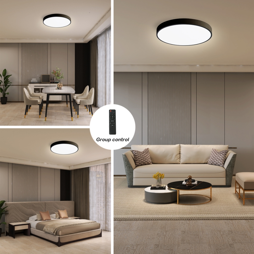 BRILAGI - диммируемый потолочный LED-светильник POOL SMART LED/48W/230V 40 cm 3000-6000K Wi-Fi Tuya + пульт дистанционного управления черный