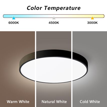 BRILAGI - диммируемый потолочный LED-светильник POOL SMART LED/48W/230V 40 cm 3000-6000K Wi-Fi Tuya + пульт дистанционного управления черный