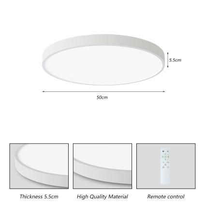 Brilagi - Светодиодный регулируемый потолочный светильник POOL SMART LED/60W/230V 3000-6000K 50 см + пульт дистанционного управления белый