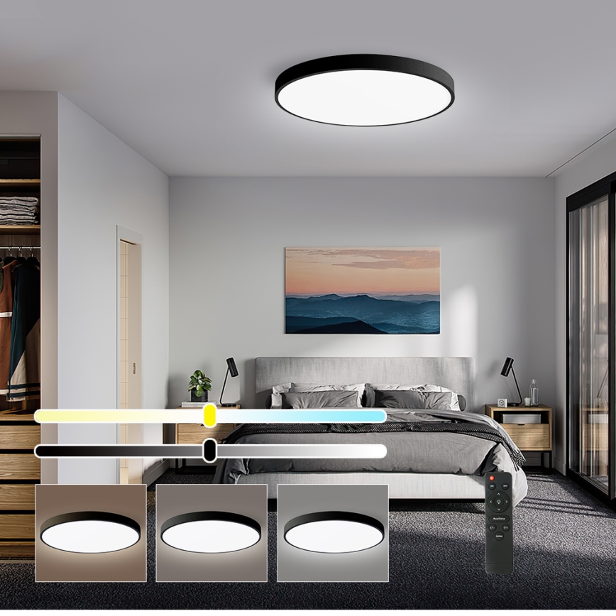 Brilagi - Светодиодный регулируемый потолочный светильник POOL SMART LED/60W/230V 50 см 3000-6000K Wi-Fi Tuya + пульт дистанционного управления черный