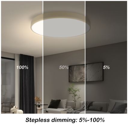 BRILAGI - диммируемый потолочный светильник POOL SMART LED, 60 Вт, 230 В, 3000–6000 К, диаметр 50 см, Wi‑Fi Tuya, бежевый + пульт дистанционного управления