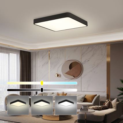 Brilagi - Светодиодный регулируемый потолочный светильник POOL SQUARE LED/48W/230V 3000-6000K 50x50 см черный + дистанционное управление