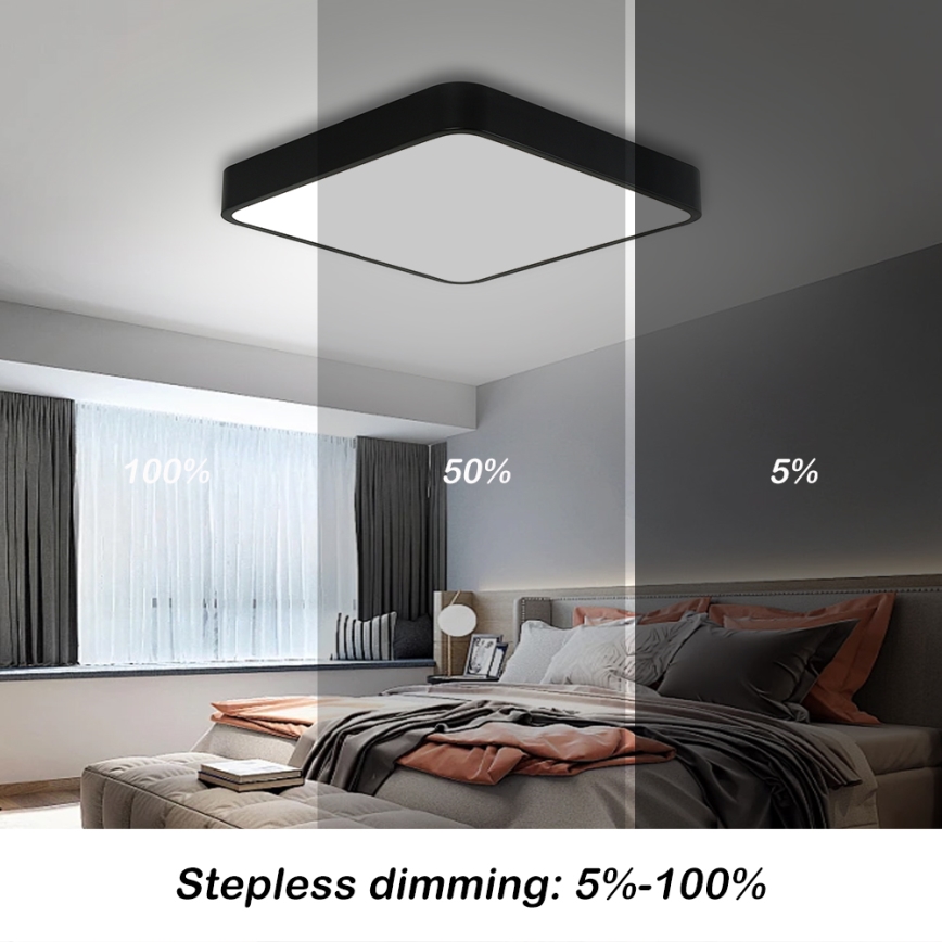 Brilagi - Светодиодный регулируемый потолочный светильник POOL SQUARE LED/48W/230V 3000-6000K 50x50 см черный + дистанционное управление