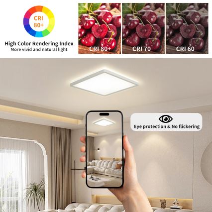 Brilagi - Светильник с LED-диодами, регулируемой яркостью, с датчиком движения и сумерек ULTRA SLIM LED/18W/230V 30x30 см + дистанционное управление