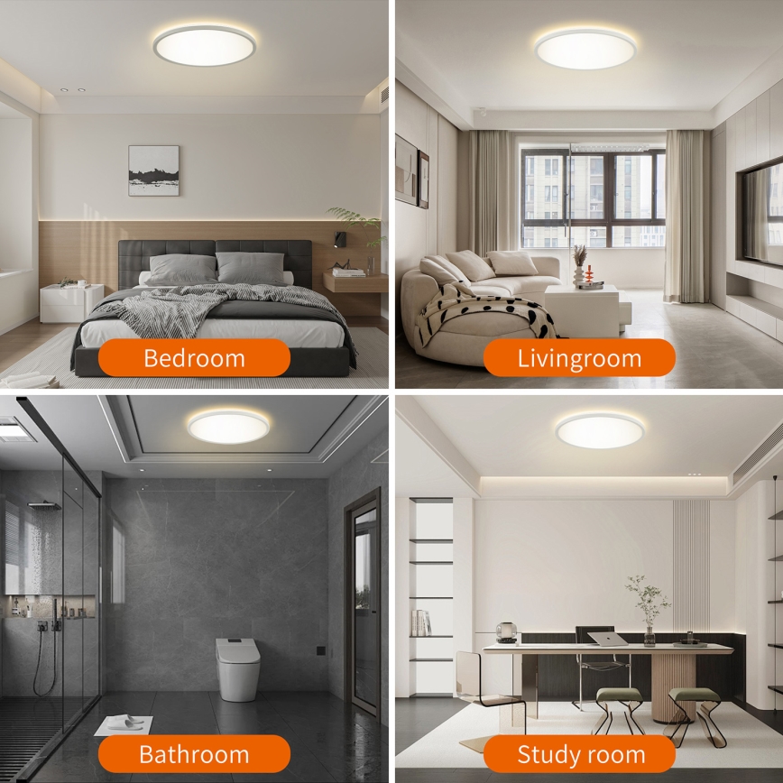 Brilagi - Светильник с LED-диодами, регулируемой яркостью, с датчиком движения и сумерек ULTRA SLIM LED/18W/230V диаметр 30 см + пульт дистанционного управления