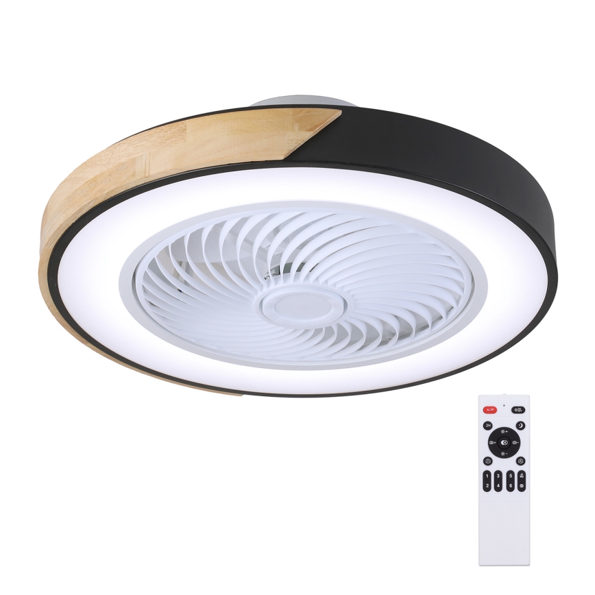 Brilagi - диммируемый потолочный светильник LED с вентилятором LED/30W/230V 3000-6500K диам. 50 см чёрный/дуб + пульт дистанционного управления