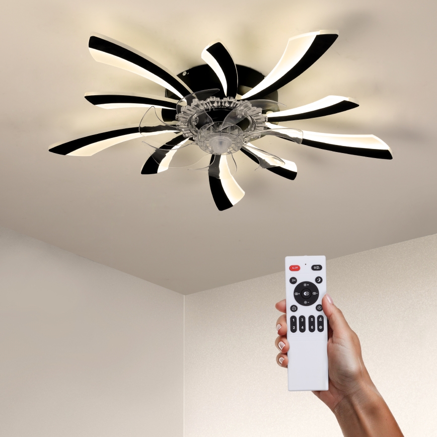 Brilagi - Светодиодный регулируемый потолочный светильник с вентилятором LED/50W/230V 3000-6500K черный + дистанционное управление