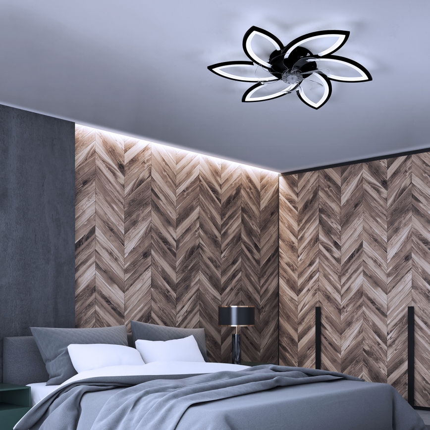 Brilagi - Светодиодный регулируемый потолочный светильник с вентилятором LED/50W/230V 3000-6500K черный + дистанционное управление