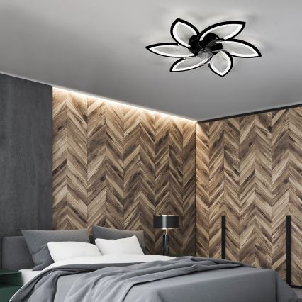 Brilagi - Светодиодный регулируемый потолочный светильник с вентилятором LED/50W/230V 3000-6500K черный + дистанционное управление