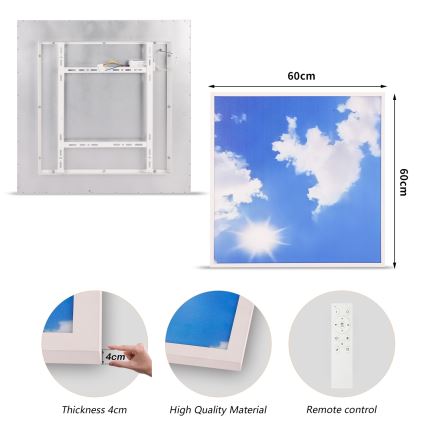 Brilagi - Диммируемый светодиодный потолочный светильник SLIMFRAME LED/58 Вт/230 В 60x60 см 3000-6000K серебристый/синий + пульт дистанционного управления