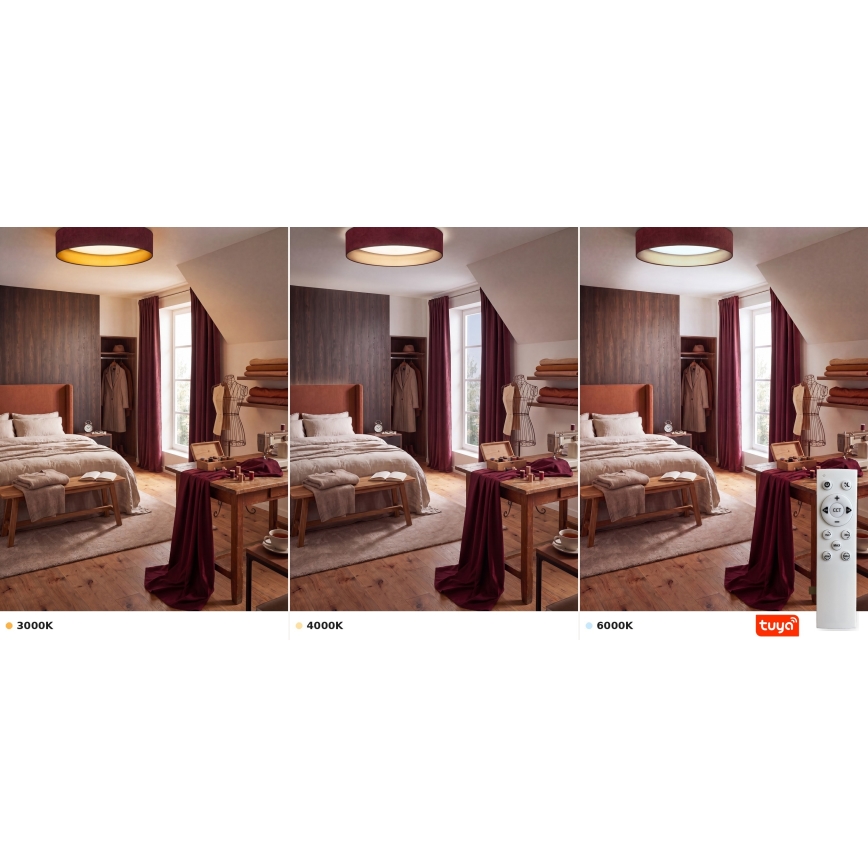 Brilagi - Диммируемый светодиодный потолочный светильник VELVET SMARTIX STARS LED/36W/230V 3000-6000K диам. 55 см бордовый/золотой Wi-Fi Tuya Beacon + пульт дистанционного управления