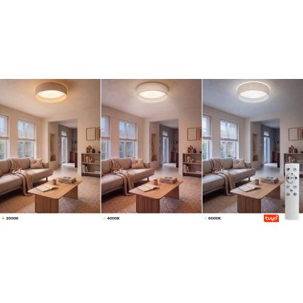 Brilagi - диммируемый потолочный светильник VELVET SMARTIX LED/24W/230V 3000-6000K Ø 45 см кремовый Wi-Fi Tuya Beacon + пульт дистанционного управления