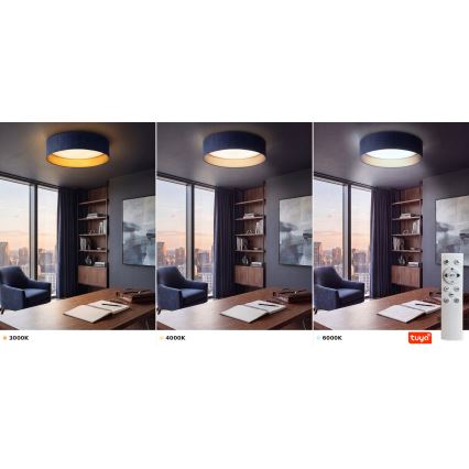 Brilagi - диммируемый потолочный светильник VELVET SMARTIX LED/36 Вт/230 В 3000–6000 К Ø 55 см синий/золотой Wi-Fi Tuya Beacon + пульт дистанционного управления