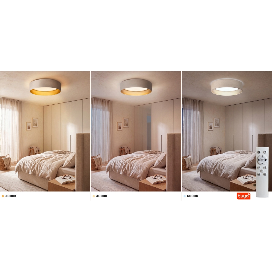 Brilagi - диммируемый потолочный светильник LED VELVET SMARTIX LED/36W/230V 3000-6000K диам. 55 см кремовый/золотой Wi-Fi Tuya Beacon + пульт дистанционного управления