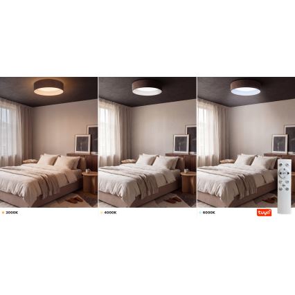 BRILAGI - Диммируемый потолочный светильник VELVET SMARTIX LED/36W/230V 3000-6000K, диаметр 55 см, коричневый, Wi-Fi (Tuya, Beacon) + пульт дистанционного управления