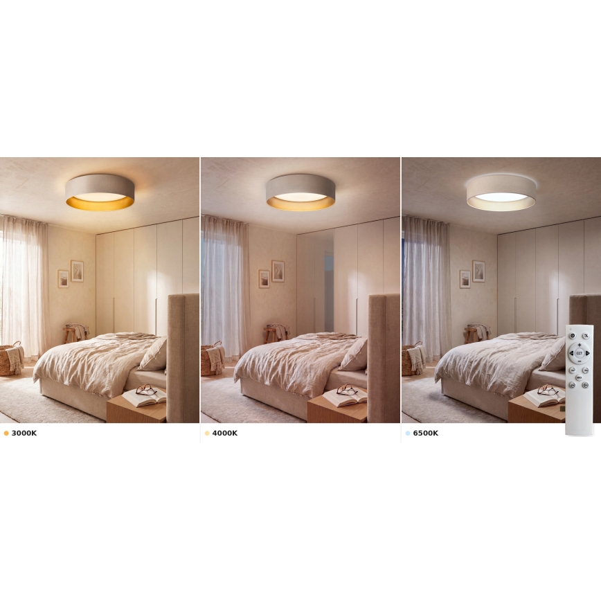 Brilagi - светодиодный диммируемый потолочный светильник VELVET SMART VARI LED/24W/230V 3000-6500K Ø45 см кремовый/золотой + пульт дистанционного управления
