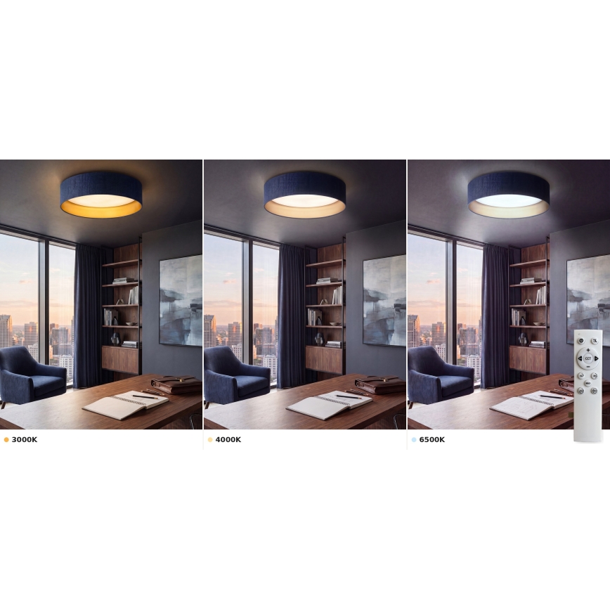 Brilagi - Диммируемый LED-потолочный светильник VELVET SMART VARI LED/36W/230V 3000-6500K Ø 55 см синий/золотой + пульт дистанционного управления