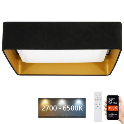 Brilagi - диммируемый потолочный светильник VELVET SQUARE SMART LED/36 Вт/230 В 60×60 см 2700–6500 К Wi-Fi Tuya + пульт дистанционного управления, черный