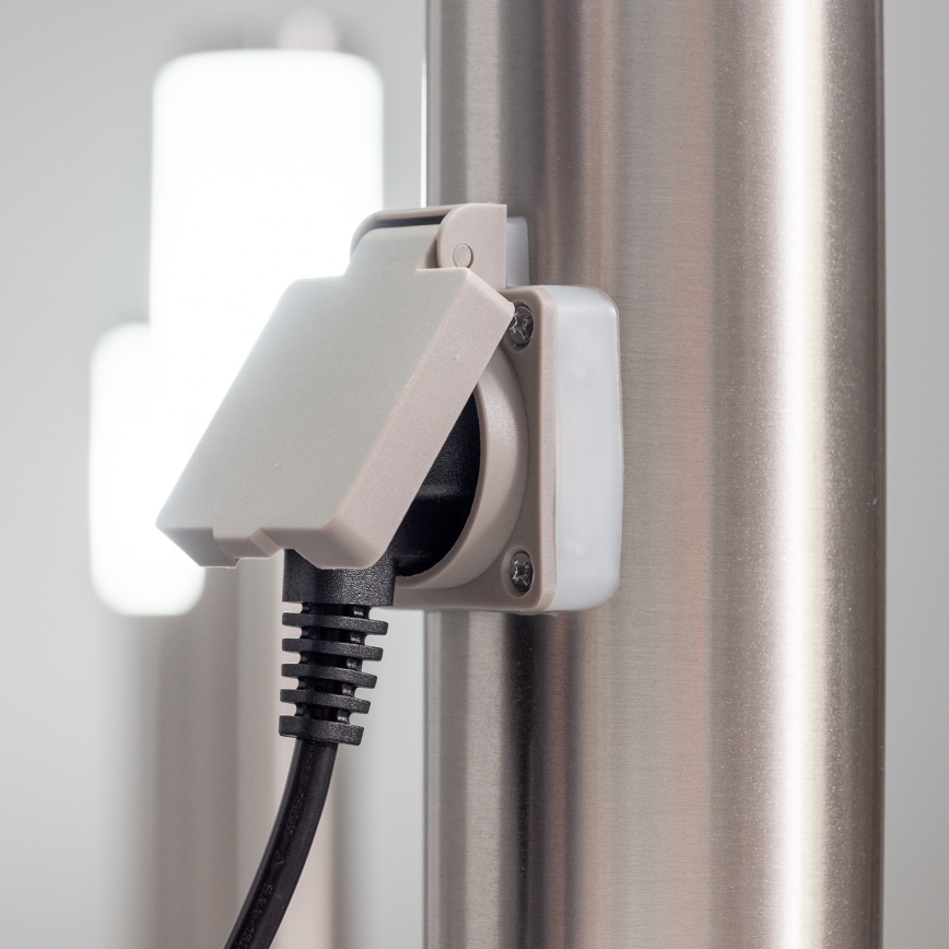BRILAGI - диммируемый светодиодный уличный светильник с розеткой ELIA 1xE27/6W/230V 2700-6500K IP44 Wi-Fi 50 cm матовый хром