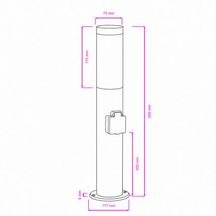 BRILAGI - диммируемый светодиодный уличный светильник с розеткой ELIA 1xE27/6W/230V 2700-6500K IP44 Wi-Fi 50 cm матовый хром