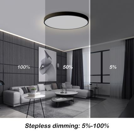 Brilagi - LED Диммоване стельове світло POOL SMART LED/100W/230V 3000-6000K діаметр 80 см Wi-Fi Tuya чорна + дистанційне керування