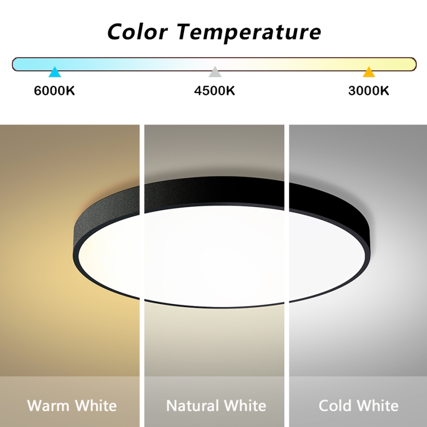 Brilagi - LED Диммоване стельове світло POOL SMART LED/100W/230V 3000-6000K діаметр 80 см Wi-Fi Tuya чорна + дистанційне керування