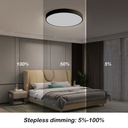 Brilagi - Світлодіодний регульований стельовий світильник POOL SMART LED/48W/230V 40 см 3000-6000K Wi-Fi Tuya + пульт дистанційного керування чорний