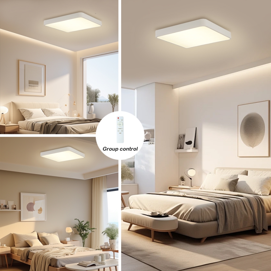 Brilagi - Світлодіодний регульований стельовий світильник POOL SQUARE LED/36W/230V 3000-6000K 40x40 см білий + дистанційне керування