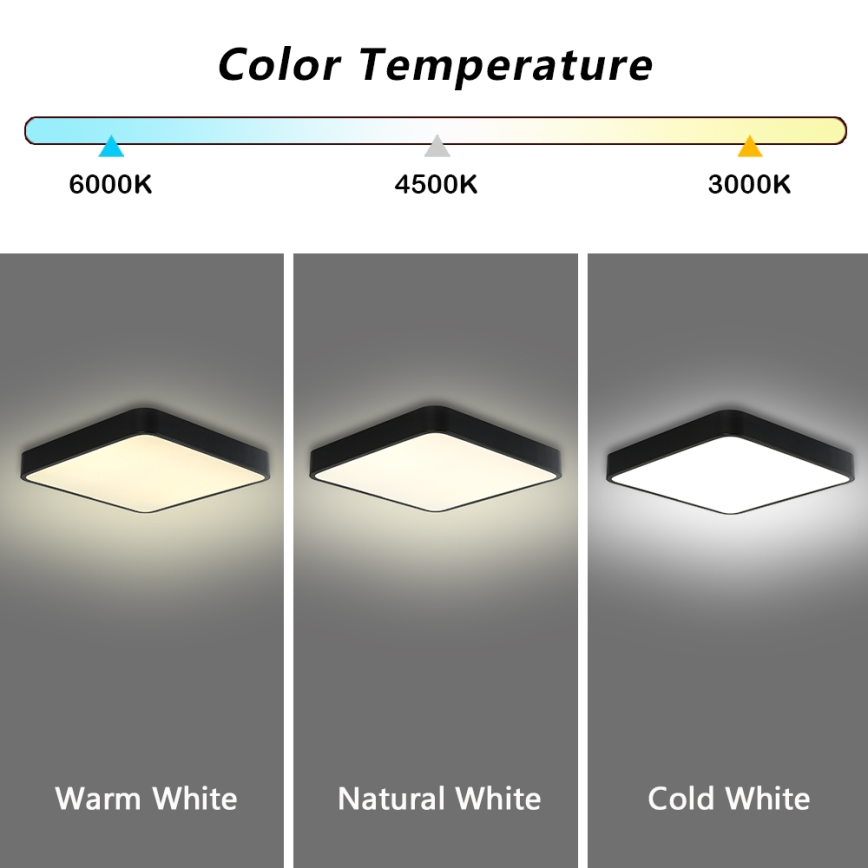 Brilagi - Світлодіодний регульований стельовий світильник POOL SQUARE LED/48W/230V 3000-6000K 50x50 см чорний + дистанційне керування