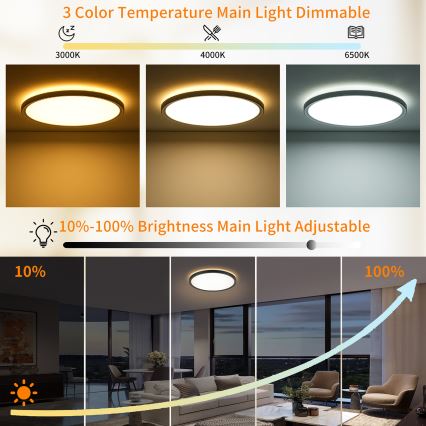 Brilagi - Світлодіодний регульований стельовий світильник ULTRA SLIM LED/24W/230V 2700-6500K діам. 42 см чорний + дистанційне керування