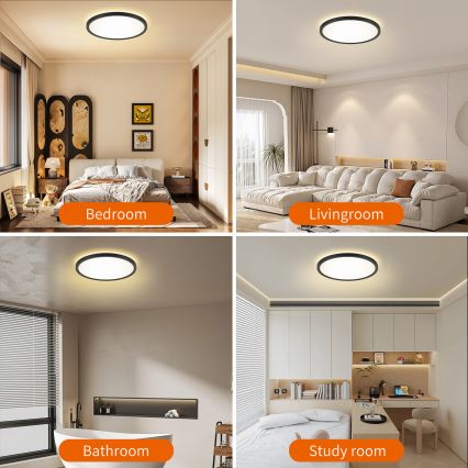 Brilagi - Світлодіодний регульований стельовий світильник ULTRA SLIM LED/24W/230V 2700-6500K діам. 42 см чорний + дистанційне керування