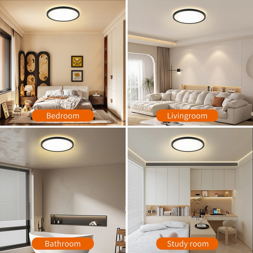 Brilagi - Світлодіодний регульований стельовий світильник ULTRA SLIM LED/24W/230V 2700-6500K діам. 42 см чорний + дистанційне керування