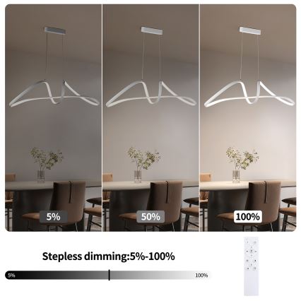 Brilagi - LED-люстра з регульованою яскравістю на тросі TWISTER LED/60W/230V 3000-6000K біла + пульт дистанційного керування