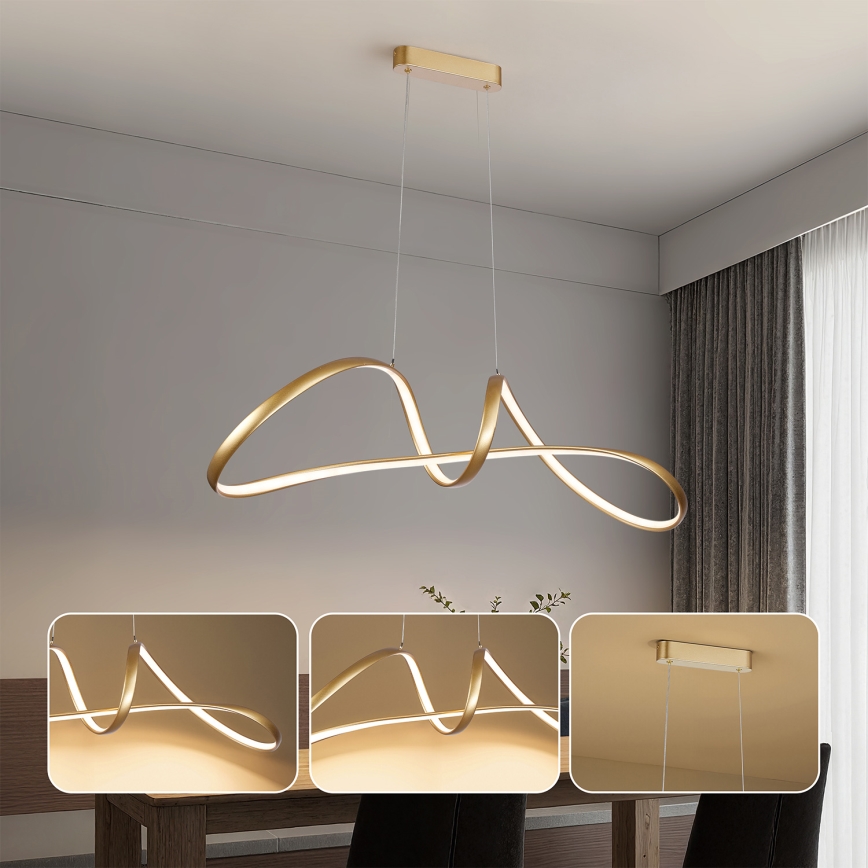 Brilagi - LED затемнювана люстра на тросі TWISTER LED/60W/230V 3000-6000K золота + дистанційне керування