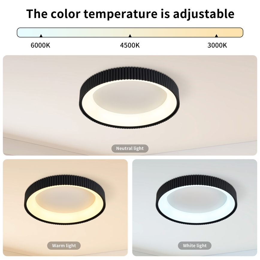 Brilagi - Стельовий світильник із регульованою яскравістю FALCON MODERN LED/30W/230V 3000-6500K діам. 40 cm чорний + пульт дистанційного керування