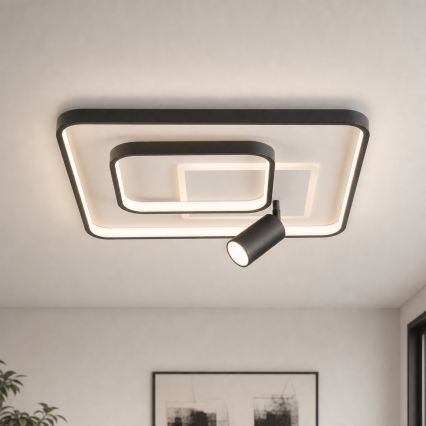 BRILAGI - LED стельовий світильник UNITY з регулюванням яскравості LED/75W/230V + 1xGU10/3W 3000-6000K 50x50 cm білий/чорний + пульт дистанційного керування