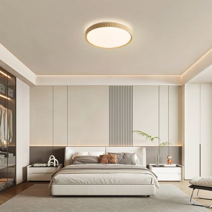 Brilagi - Світлодіодний стельовий світильник CORVO LED/72W/230V 3000–6000K з регулюванням яскравості, декор під дерево, діам. 50 см + пульт дистанційного керування