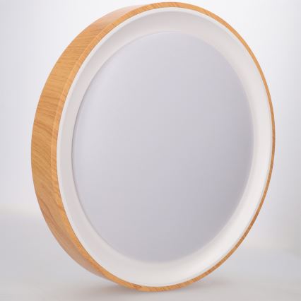 Brilagi - LED стельовий світильник з регулюванням яскравості FLOCO LED/48W/230V діам. 40 см декор під дерево/білий + пульт дистанційного керування